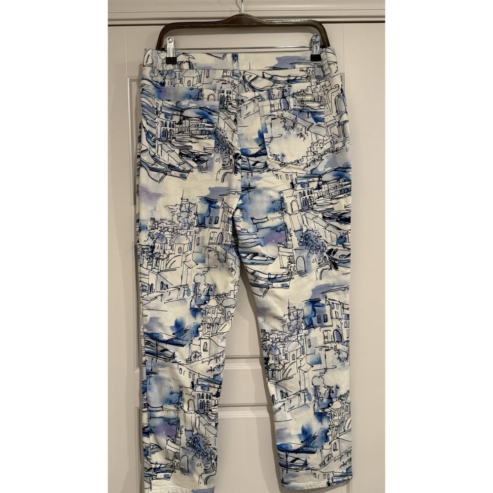Chicos So Slimming Pants Blue Mediterranean Ankle Womens Size 2P Large Coastal